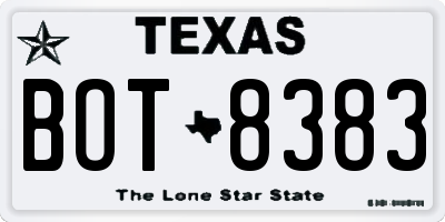 TX license plate BOT8383