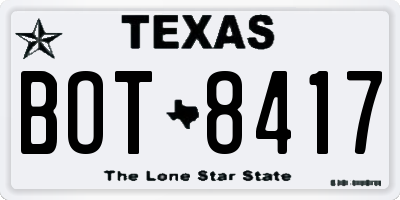TX license plate BOT8417