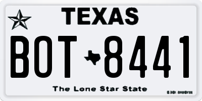 TX license plate BOT8441