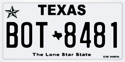 TX license plate BOT8481