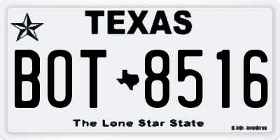 TX license plate BOT8516