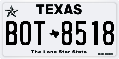 TX license plate BOT8518