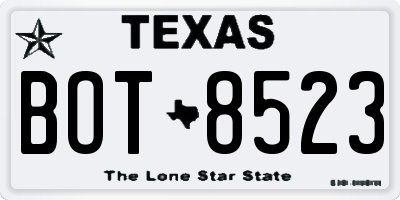 TX license plate BOT8523