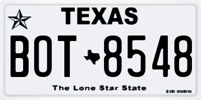 TX license plate BOT8548