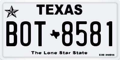 TX license plate BOT8581