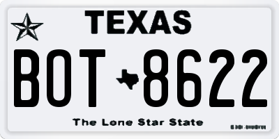 TX license plate BOT8622
