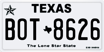 TX license plate BOT8626