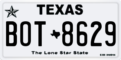 TX license plate BOT8629