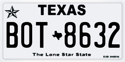 TX license plate BOT8632