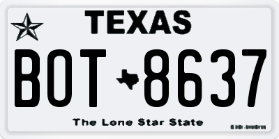 TX license plate BOT8637