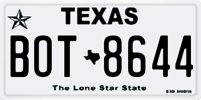 TX license plate BOT8644