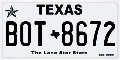 TX license plate BOT8672