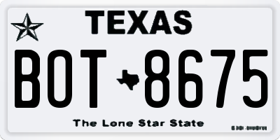 TX license plate BOT8675