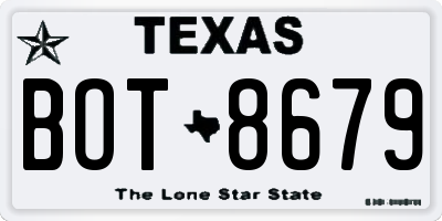 TX license plate BOT8679