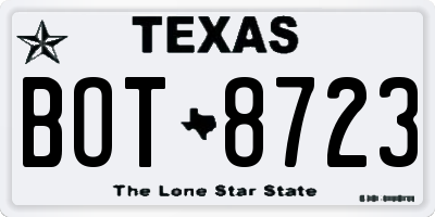 TX license plate BOT8723