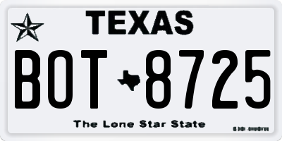 TX license plate BOT8725