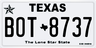 TX license plate BOT8737