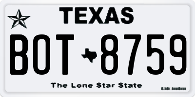 TX license plate BOT8759