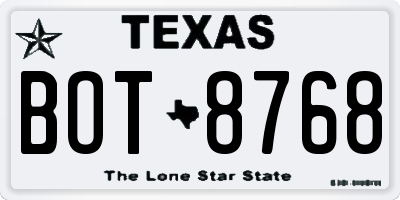 TX license plate BOT8768