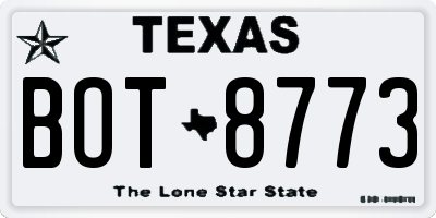 TX license plate BOT8773