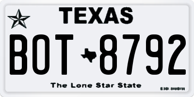 TX license plate BOT8792