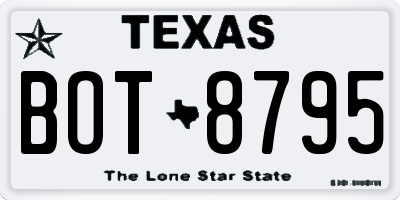 TX license plate BOT8795