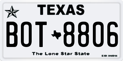 TX license plate BOT8806