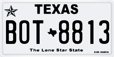 TX license plate BOT8813