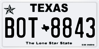 TX license plate BOT8843