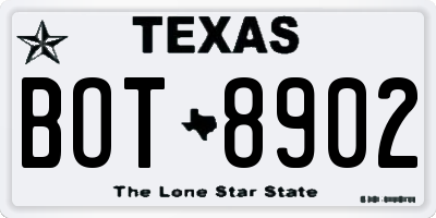 TX license plate BOT8902