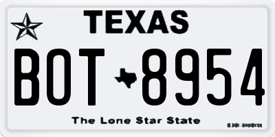 TX license plate BOT8954