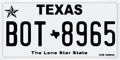 TX license plate BOT8965