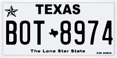 TX license plate BOT8974