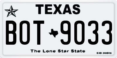 TX license plate BOT9033