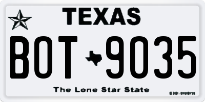 TX license plate BOT9035