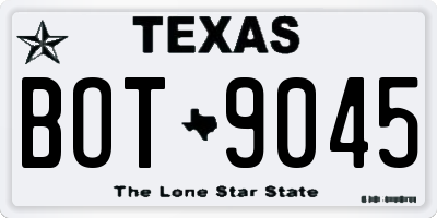 TX license plate BOT9045
