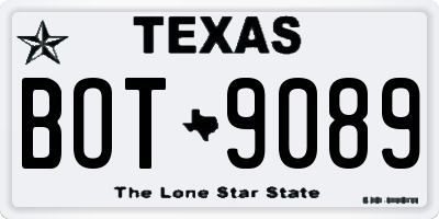 TX license plate BOT9089