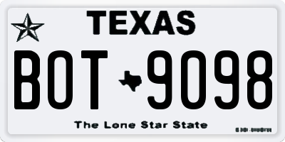 TX license plate BOT9098