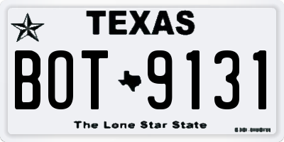 TX license plate BOT9131
