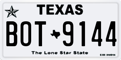 TX license plate BOT9144
