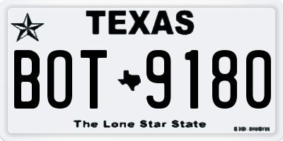 TX license plate BOT9180