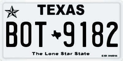 TX license plate BOT9182
