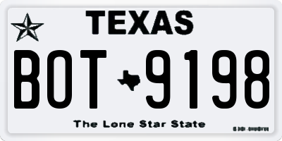 TX license plate BOT9198