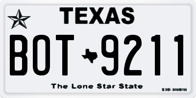 TX license plate BOT9211
