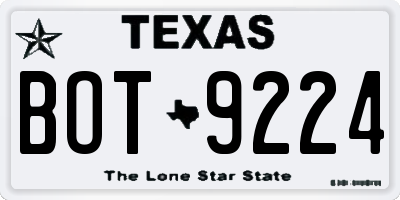 TX license plate BOT9224
