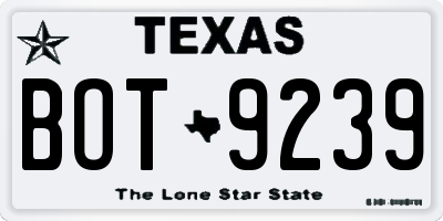 TX license plate BOT9239