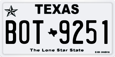TX license plate BOT9251