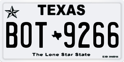 TX license plate BOT9266