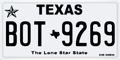 TX license plate BOT9269