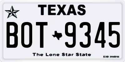TX license plate BOT9345